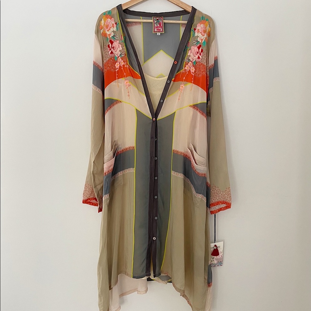 Johnny Was Floral Embroidered Long Sleeve Dress